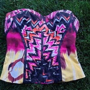 Bebe Back Zip Sleeveless Bustier Top Size XS